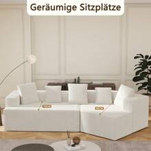 Divano angolare 3 posti, divani da soggiorno con 5 cuscini, divano componibile in velluto a coste senza struttura, divano compatto per soggiorno, studio