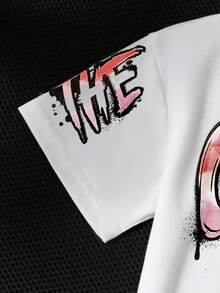 Bộ áo phông tay ngắn in chữ và quần short cho bé trai tuổi mới lớn - Đỏ - Xem 4