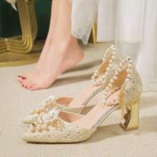 Women Pumps - 銀色粗跟7厘米 - 查看 1