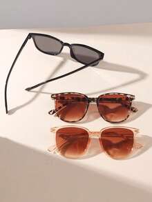 3 副金属框椭圆形时尚眼镜，适合女孩日常佩戴，沙滩配饰，女孩眼镜遮阳镜（镜腿颜色和款式随机）