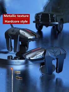 手机游戏手柄，手机游戏扳机，射击键控制器配件（不含电池），适用于手机玩家提升射击精度，提供更佳游戏体验，六指手机游戏扳机瞄准射击 L1 R1 ABS 按键，适用于安卓 iOS 通用游戏手柄摇杆