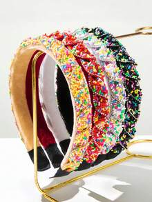 1 件巴洛克风格甜美糖果色水钻编织头带，适合女性的百搭发饰，发带，发箍，发饰 - 彩色 - 查看 1