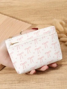 粉色蝴蝶结爱心图案时尚小巧轻便时尚适合周年纪念日适合生日礼物适合白领人士适合男士适合女士钱包迷你钱包零钱包钱包 - 粉色 - 查看 13