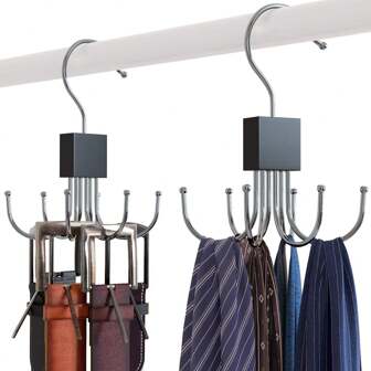 1 个 360° 可旋转皮带挂钩 - 节省空间且多功能的衣柜整理器，适用于皮带、胸罩、领带、围巾、背心和钱包 - 终极配件存储解决方案