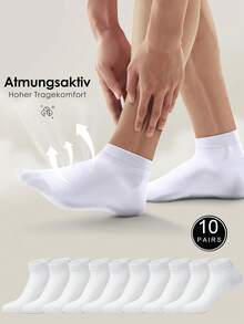 5/10 Pairs Women Low-Cut Breathable Simple Solid Color Socks, Thin Personal Socks Essential For Travel And Vacation - White - View 9