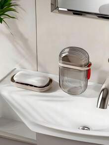 密封防漏便携式带盖香皂盒,迷你收纳携带皂盒,便捷旅行漱口杯香皂盒,情侣洗漱杯牙刷杯收纳盒牙刷牙膏盒套装,商务旅行户外露营户外旅行便携,适用于居家,学校,旅行包收纳等! - 透明灰 - 查看 15