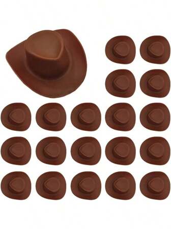 20 piezas de Miniatura de Sombrero de Vaquero Marrón, Suministros para Manualidades, Perfectos para Proyectos DIY, Decoraciones de Fiesta y Celebraciones con Temática Occidental