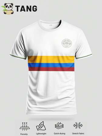 Camiseta de fútbol para hombres y jóvenes | Camiseta deportiva cómoda | Parte superior versátil para entrenamiento y uso casual con patrón geométrico | Verano/Otoño | Equipo de entrenamiento de fútbol | Camiseta de ajuste ceñido