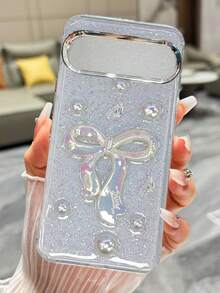 Cute Shiny Epoxy Resin Colorful Bow Phone Case, Suitable For Pixel 10/10Pro/10Pro XL/9/9A/9Pro/9Pro XL/8/8Pro/8A Series Phones - Transparent Glitter - View 1