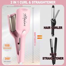 Fer à friser en U profond et lisseur, Crimper en U profond, Coiffage à haute température à sec et à l'eau, Grandes vagues faciles à un clic, Cadeau de coiffure idéal pour la petite amie et la mère, Indispensable pour la rentrée scolaire (Rose)
