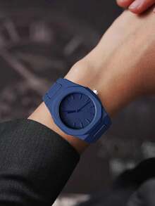 TOMI Classic Business Men's Watch Set, Plastic Strap Matte Oil Quartz Watch, Fashion Men's Watch Set Suitable For Daily Life, Holiday Gifts, Father's Day Gifts - Blue - View 5