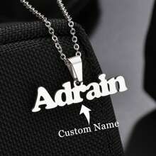 Personalized Custom Name Necklace, Women's Stainless Steel Jewelry, English Letter Clavicle Chain Necklace, Ideal Gift For Couples, Friends, Family, Mother's Day And Other Occasions Gold, Silver Fashion, Autumn Fashion, Shrinkage, Simple, Casual, Old Money Customization Christmas Gifts - Silver 2 - View 1