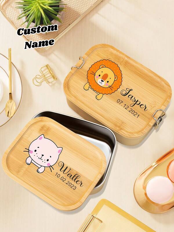 1pc Customized Teacher Name Lunch Box, Personalized Stainless Steel Lunch Box, Customized Student Name Lunch Box, Customized Student Wooden Stainless Steel Lunch Box, Personalized Fruit Box, Stylish, Colorful, Cute, Simple, Kawaii, Unique Personalized Custom Gift, Suitable For Office, College, Work, Business, Commuting, Outdoor, Travel, Camping, Teacher Appreciation Gift, Back To School Gift,Multi-Functional,Durable,Ornamental,Reusable,Exquisite,Stylish,High-Quality,Colorful,Modern,Custom,Personalized,Unique,Ideal Gifts For Him,Ideal Gifts For Her,Boyfriend,Dad,Girlfriend,Mom,Family,Friends,Tea Room,Home,Garden,Office,For Anniversaries,For Valentine's Day,For Mother's Day,For Birthdays,For Father's Day,For Graduation,For Weddings,For Housewarming