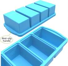 Silicone Freezer Trays With Lid,1-Cup Soup Freezer Container Large Ice Cube Molds With Reinforced Steel Ring Top For Freezing Soup Sauce Broth Leftovers Oven Dishwasher -Safe(2-Pack),9830790 - 黑與白 - 查看 2