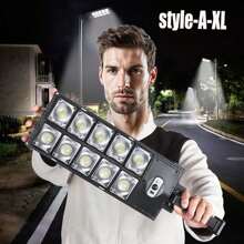 8000W Solar Outdoor Street Light, 12000lm, 3 X 1500mAh Lithium-Ion Battery, Solar Panel Charging, Long-Lasting All-Night Illumination, Motion Sensor, 3 Lighting Modes, Suitable For Home Yard, Garage, Outdoor Street, Commercial Lighting - 504/360/336/300/240/180/168 LED - Black - View 15