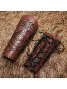 Faux Leather Armor Medieval Gloves Wristband Viking Arm Guards LARP Accessories Wide Bracelet Arm Armor Cuffs Men Costume Accessories