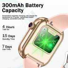 EIGIIS 男女智能手表，TWS 无线耳机，2.02 英寸全触摸屏，分辨率 320 * 385，300mAh 大电池，支持无线通话、信息提醒，兼容 iOS 和 Android 的智能手表，生日礼物