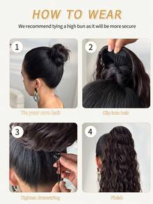 Extensiones de cola de caballo rizada de 28 pulgadas de largo - Peluca de cola de caballo sintética con peine y clip, extensiones de cola de caballo larga y esponjosa de onda profunda natural para mujeres, color rojo vino - Burdeos - Ver 7