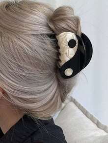 6个/1个大理石纹波浪图案发爪，亚克力半圆形发夹，盘发发爪，女士发饰，大号发夹，日常、休闲、万圣节装扮时尚发夹 - 彩色 - 查看 5