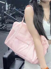 新款粉色大容量女士健身包，便携旅行包，女士休闲通勤大容量手提包，女士轻便瑜伽包，礼品。健身包跑步配件运动包，女士运动包，适合运动、健身、锻炼、度假，男士旅行必备，经久耐用。 - 淺粉色 - 查看 2