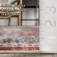 9x12 Area Rugs Living Room - Large Boho Stain-Resistant Rugs With Non-Slip Backing, Vintage Design Bedroom, Beige/Brown, Home Decor Floor - Red - View 2