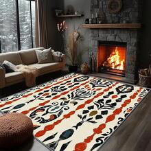 3x5 Rugs, 2x3 Rug, Southwestern Rustic Area Rug, Colorful Geometric Door, Washable & Non - Slip Small Carpet, Home Decor - 米色 紅色 黑色 - 查看 1