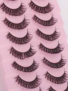 10 Pairs Russian Style False Eyelashes, D-Curl Thick & Fluffy Lashes For Daily & Party, Charming Eye Makeup, Travel Essential,Festival Lashes,Rave Makeup,Glitter Eyelashes,Rave Party Accessories - Multicolor - View 3