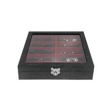 Estojo Porta Óculos 10 Casulos Preto Com Interno Aveludado Caixa Organizador Maleta para Óculos - Vermelho - Visão 10