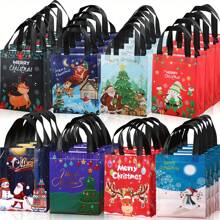 8/16/32pcs Christmas Gift Bags With Gift Tags, Large Reusable Shopping Bags With Santa Claus, Christmas Tree, Snowman, "Merry Christmas" Patterns, Suitable For Christmas Party, Christmas Surprise - Multicolor - View 3