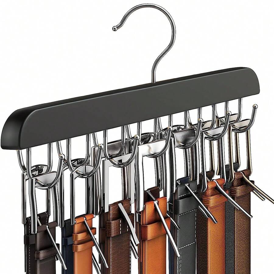 带 1-14 个挂钩的腰带/领带壁挂架，带 14 个挂钩的木质腰带架，壁挂式衣架 - 领带架 - 收纳架 - 腰带架，性别揭秘派对，生日、婚礼、派对的完美之选，送给同事、朋友和家人的完美礼物，返校季