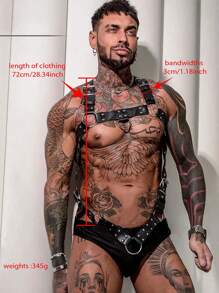 1 Piece Punk Style Street Bundle Belt Black PU Leather Hollow Out Back Strap Design Nightclub Party Festival Performance Men's Fashion Accessories For Going Out Outfit Wedding Party And For Gift Halloween Accessories, Halloween Costumes Autumn-Winter Accessories Halloween Costume,Suitable For Teens, Youth,Men,Casual, Outdoor, Athletic, Vacation, Graduation Gifts, Birthday, Daily Wear