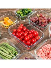 1件/3件长方形高硼硅玻璃午餐盒，微波炉适用，适用于办公室、学校、食品储存容器 - 無色 - 查看 5