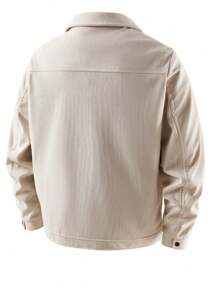 Herren einfarbige Cord-Outdoorjacke mit Knopfleiste, Langarm, für Herbst und Winter