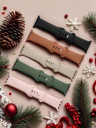 5pcs/Set Unisex Sporty Silicone Apple Watch Band For 38/40/41/42/44/45/46/49mm,Apple Watch Starp Compatible With Apple Watch Ultra2/Se/10/9/8/7/6/5/4/3/2/1