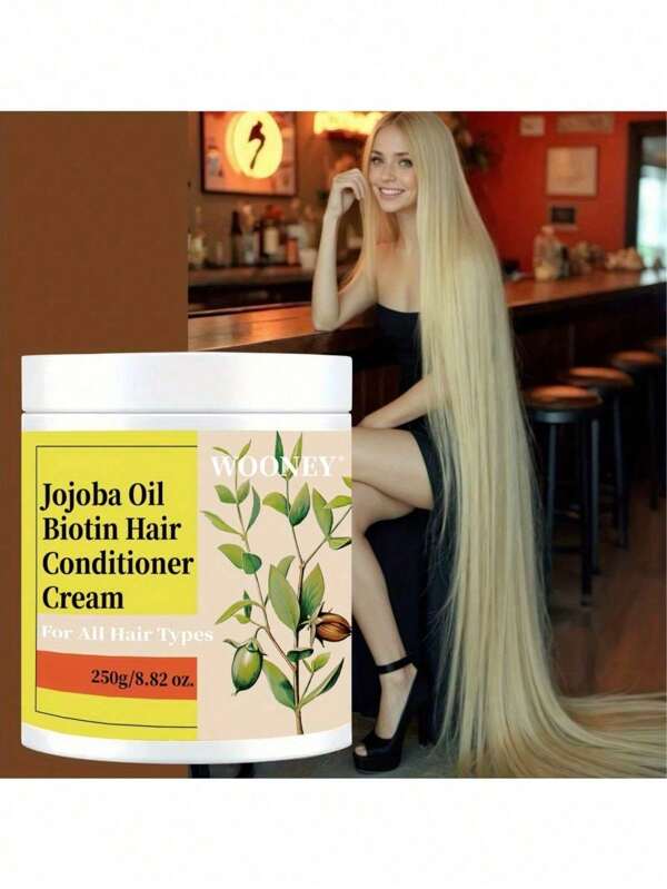 250g Acondicionador de cabello con crema de aceite de jojoba y biotina, hidratación duradera, anti-sequedad, mascarilla capilar de aceite de jojoba que resuelve el enredado del cabello, cabello suave y brillante, apto para todo tipo de cabello, fragancia duradera, nuevo producto de cuidado del cabello para el verano