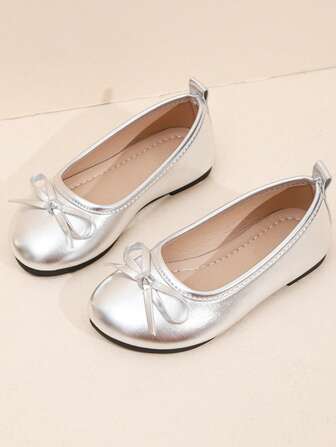 Girls' Soft Sole Closed Toe Bowknot Princess Shoes, Suitable For Performance And Stage, Spring/Summer