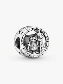Encanto de bola redonda de robot de plata esterlina 925 talla grande vendido. Abalorios amuleto adecuados para pulseras hechas a mano, regalo de joyería de moda para mujeres para fiesta de cumpleaños