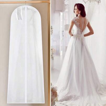 1pc Breathable Dustproof Wedding Dress Garment Bag, Suitable For Bridal Gown, Evening Dress, Suit Jacket Storage, Closet Or Travel, Transparent Dress Cover Bag, Fits Long Bridal Dress (Main Image Shows 183cm Wedding Dress Bag)