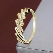 1枚优雅几何圆柱排列设计立方氧化锆女士戒指