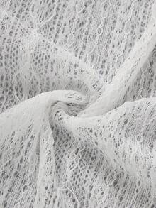 ii French Elegant Crew Neck Minimalist Sheer Casual Blouse For Women, Halloween