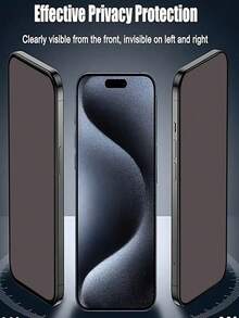 3pcs/Set 9H Matte Privacy Screen Protector Compatible With IPhone 17/16 Pro Max/16/16 Pro/16 Plus/15 Pro Max/15/15 Pro/15 Plus/14 Pro Max/14 Pro/14 Plus/14/13/12/11/XR/X/XS/7/8, Anti-Fingerprint Matte Privacy Screen Protector (6.1 Inch), Full Coverage Matte Screen Protector, Soft Ceramic Matte Privacy Screen Protector, Compatible With Phone Cases - Black - View 4