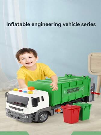 1辆儿童逼真垃圾车玩具，惯性一键升降，4种音效，彩色灯光，垃圾分类，卫生，互动式，大型模型车，适合3-12岁男孩女孩，圣诞礼物（款式和颜色随机）