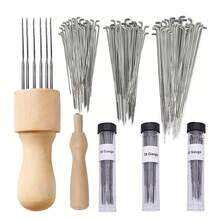 羊毛毡针套件木柄毡针包羊毛毡 DIY 工艺工具用于手工制作娃娃制作工具套装 - 彩色 - 查看 13