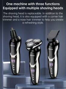 MIGUAN 1 Set Electric 3-In-1 Shaver For Men, Electric Razor Men USB Rechargeable Rotary Shaver Beard Trimmer Shaving Wet/Dry, Father's Day Gift For Father, For Man, Husband And Male Friend