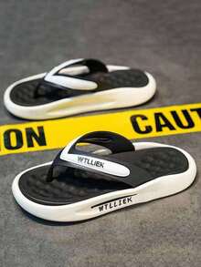 1 Pair EVA & PVC Blend Squishy Feeling Men's Slippers, Beach/Casual