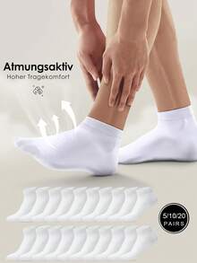 5/10 Pairs Women Low-Cut Breathable Simple Solid Color Socks, Thin Personal Socks Essential For Travel And Vacation - White - View 2