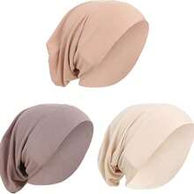 YPGVUO 1PC Solid Color Hijab Undercap, Soft Stretch Elastic Inner Cap, Wrinkle Back Design Headscarf Base Cap For Daily Wear & Ramadan(Runs Large) - A - View 2