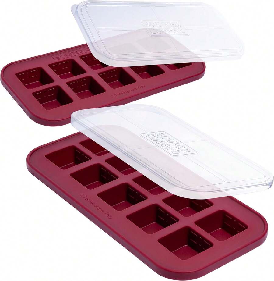 2 Tbsp. Silicone Freezer Molds - Perfect For Storing Garlic, Herbs, Ginger, Pesto, Tomato Paste, Lemon Juice, Purees And More - Silicone Baby Food Freezer Tray - Cranberry – 2-Pack,9832657 - 無色 - 查看 1