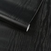 1 Roll Black Faux Wood Grain Peel And Stick Wallpaper, Waterproof And Removable, Suitable For Living Room, Dining Room, TV Background Wall, Home Decor, Wood Doors, Cabinets, Furniture Renovation, DIY Transformation, Art Wall Wall Decor Room Decor Stickers Wall Paper Wall Stickers Wall Sticker - Black - View 17