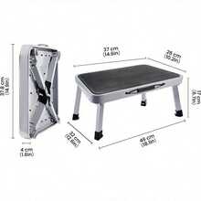 Folding Step, Folding Step Stool, Anti Slip Fold Up Stool Caravan Steps Can Support Up To 150 Kg, Portable Foldable Stool For Kitchen, Bathroom, Rv, Camping, Office, Living Room - Grey - View 4